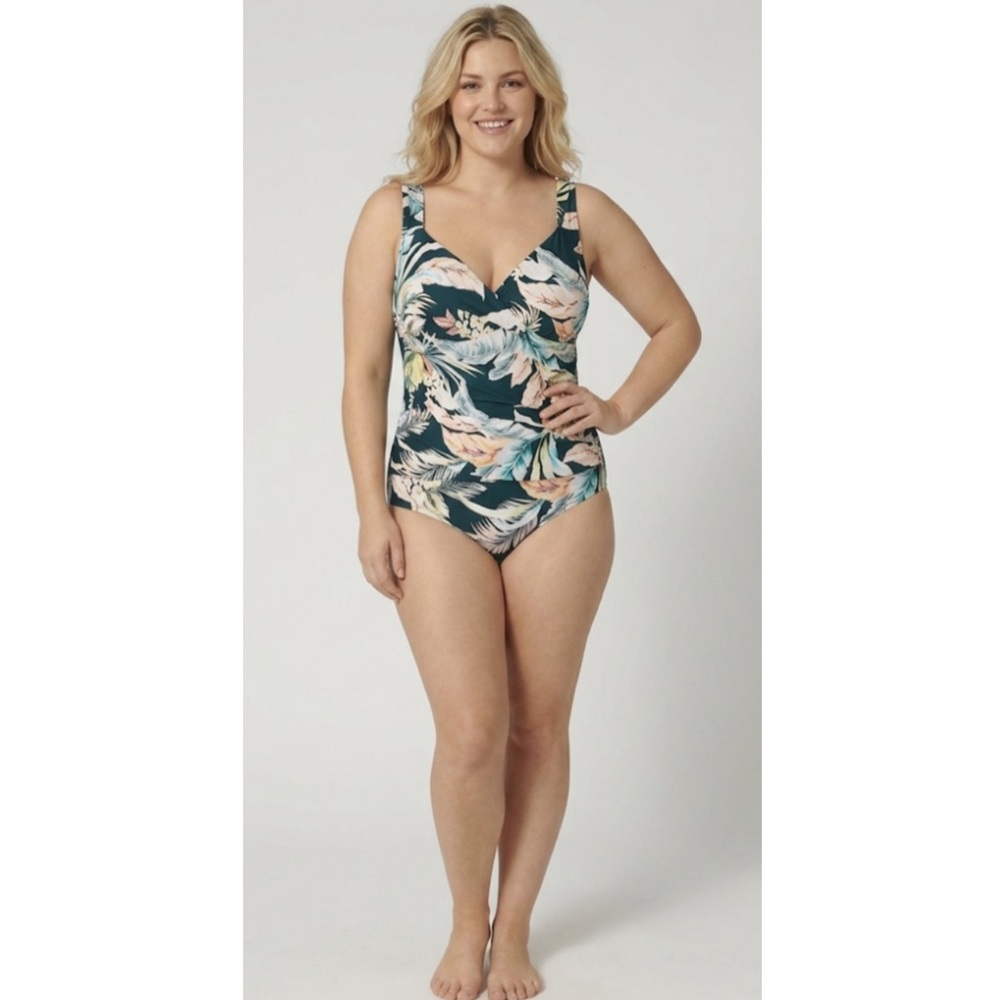 NWT Jantzen Draped Surplice One Piece Swimsuit